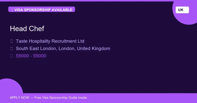 Visa Sponsored Head Chef in United Kingdom - Apply Now with Full Sponsorship