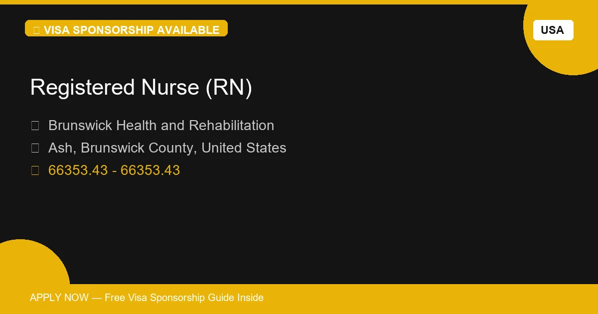 Visa Sponsored Registered Nurse (RN) in United States - Apply Now with Full Sponsorship